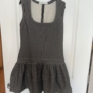 Black and white Thakoon deop waist knit dress